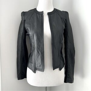 Black Leather and Lace Blazer Jacket